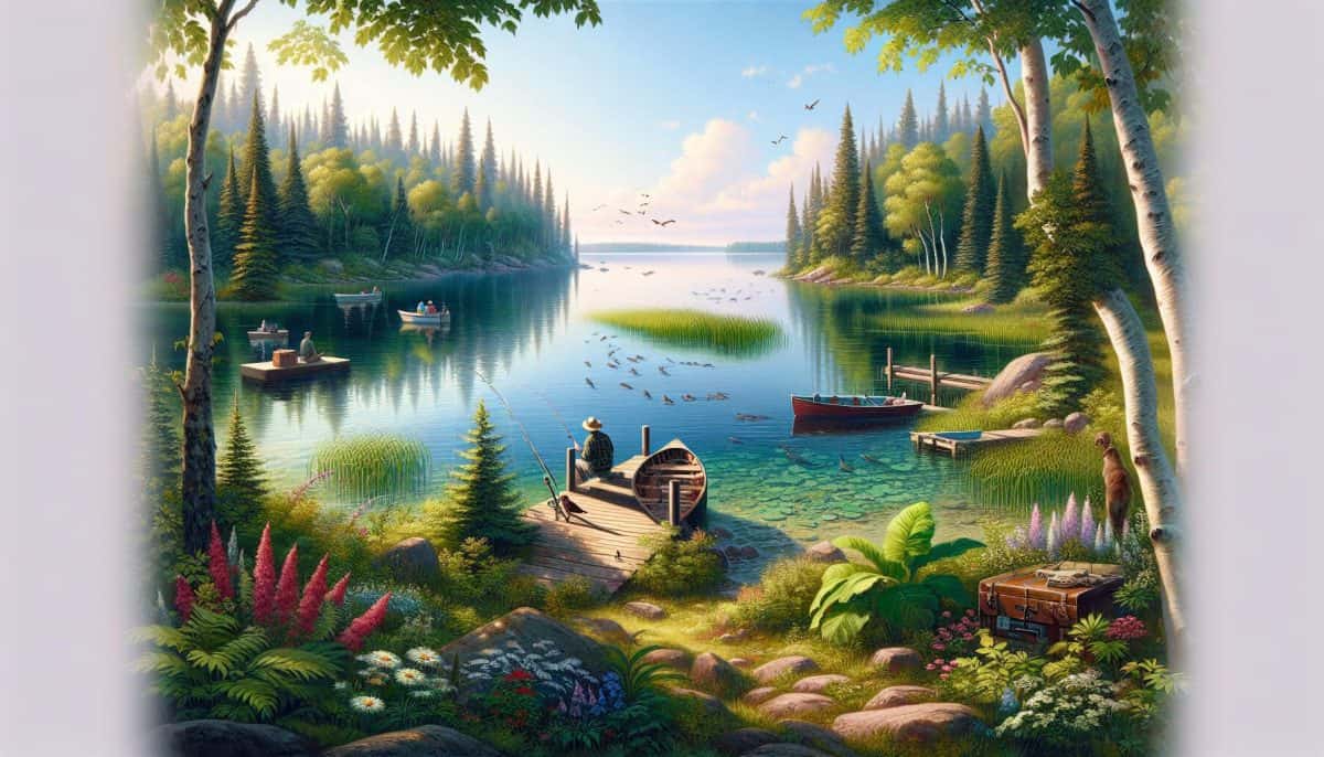 AI generated image of canoeing in Voyageurs NP