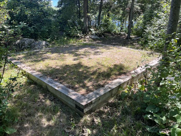 K16 Lost Bay tent pad at campsite.